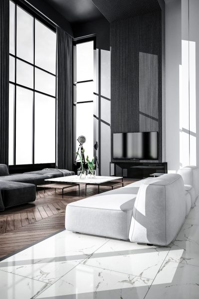 Beyaz Penthouse Salon Tasarımı - Biesso