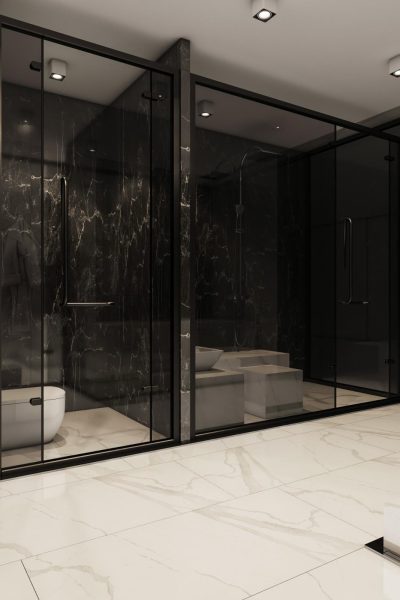 Penthouse Banyo Siyah Beyaz Tasarım - Biesso
